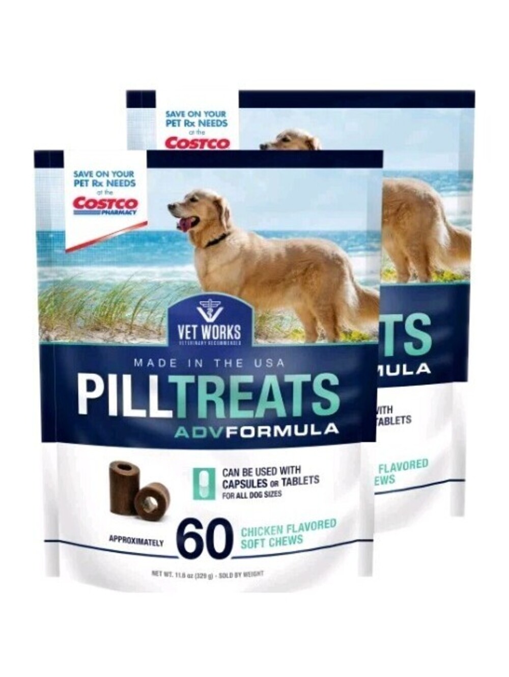 Vet Works Pill Treats Dogs Chicken Flavor 120 Soft Chews USA Made EXP 01/28 NEW